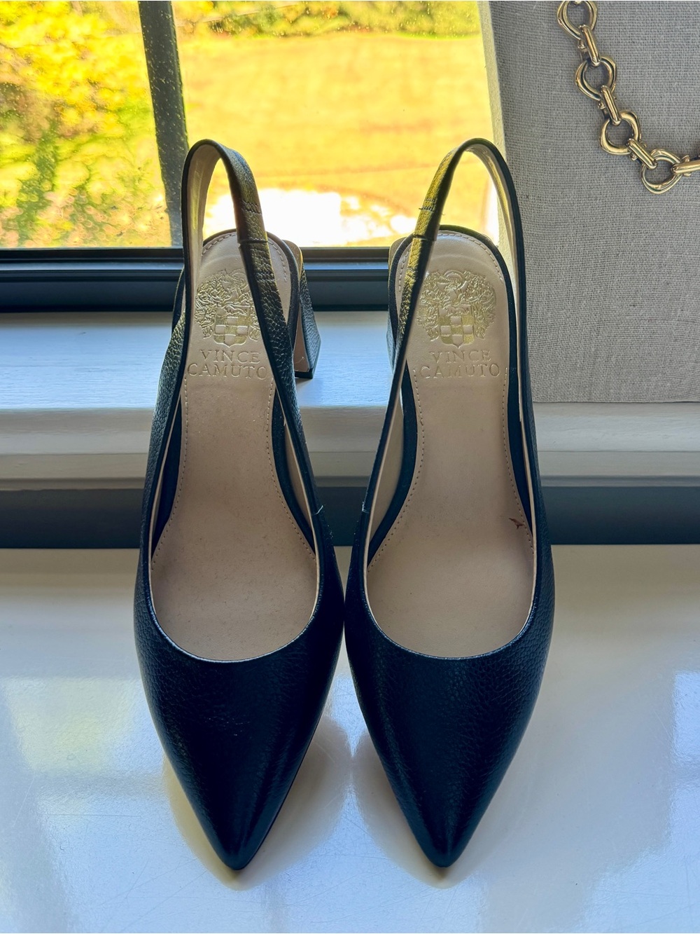 Vince Camuto Black Pointed-Toe Slingback Pumps